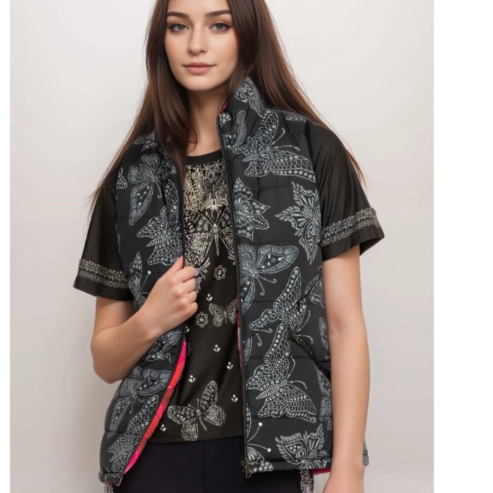 NEW JOHNNY WAS braemar puffer vest (reversible) in pealim chani  $328 RETAIL 251